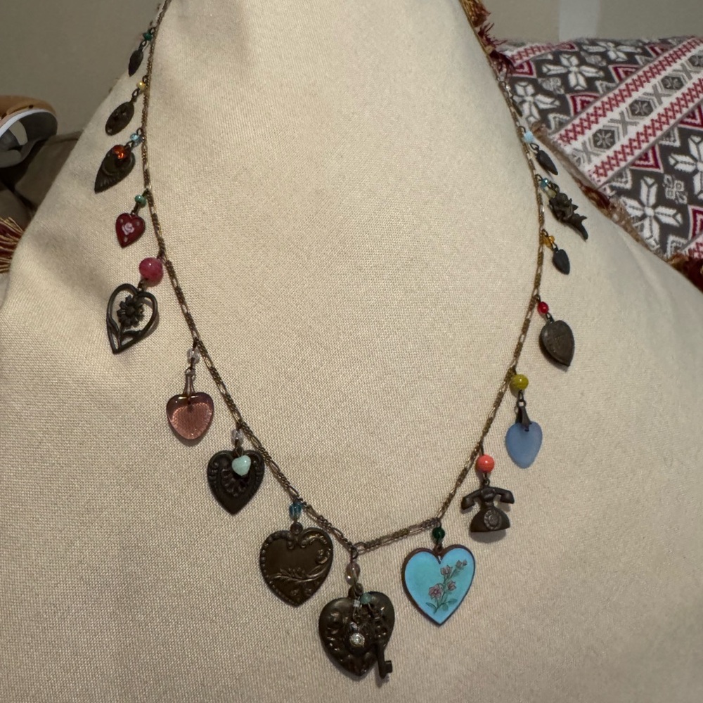Vintage Glass Works Studio Heart Charm Necklace